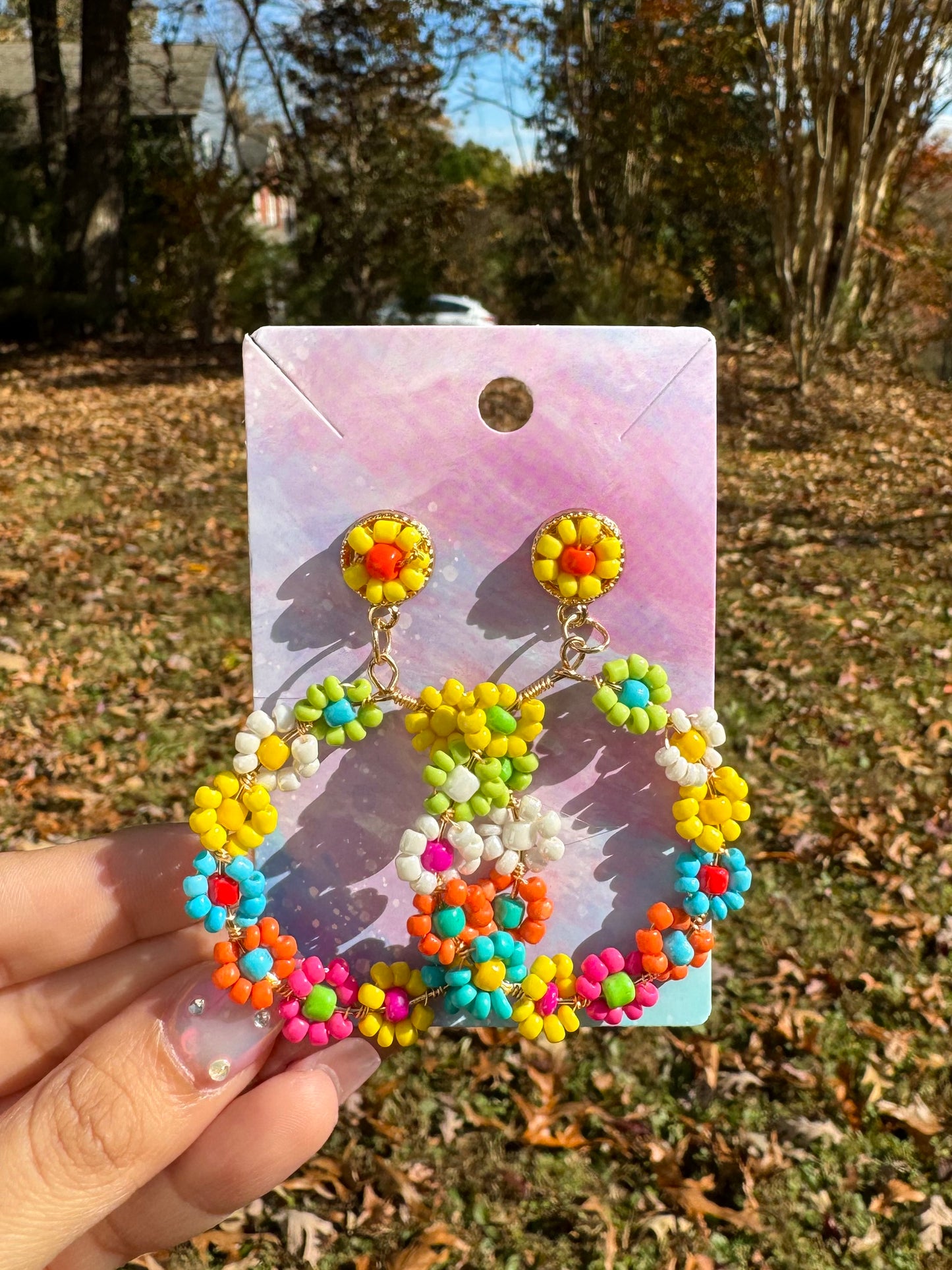 Beaded Colorful Earring Hoops