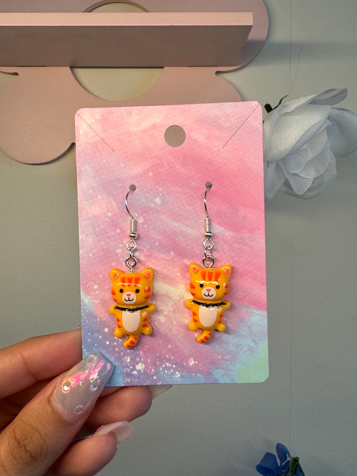Orange Cat Activities Earrings