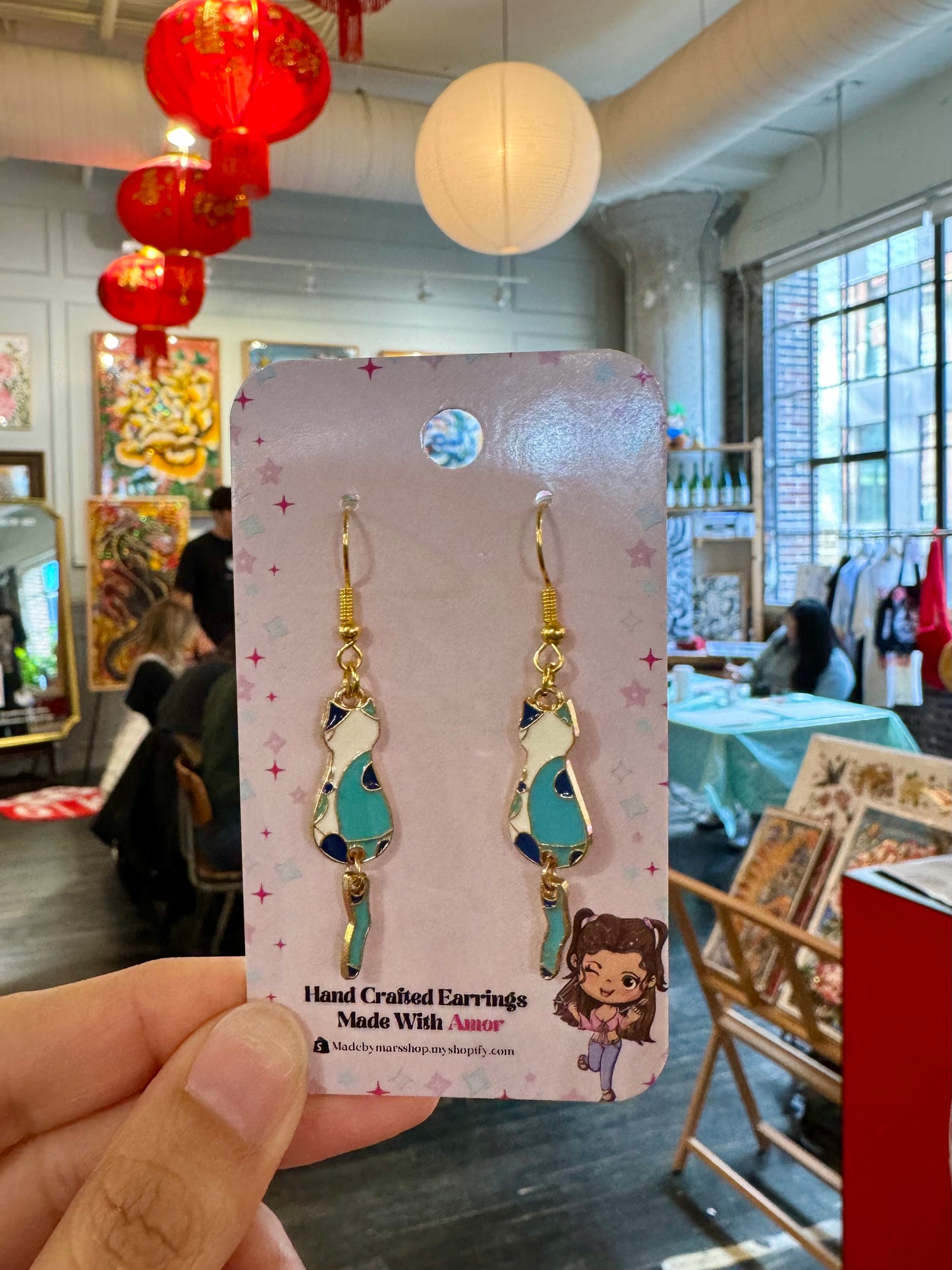 Blue Cat Earrings