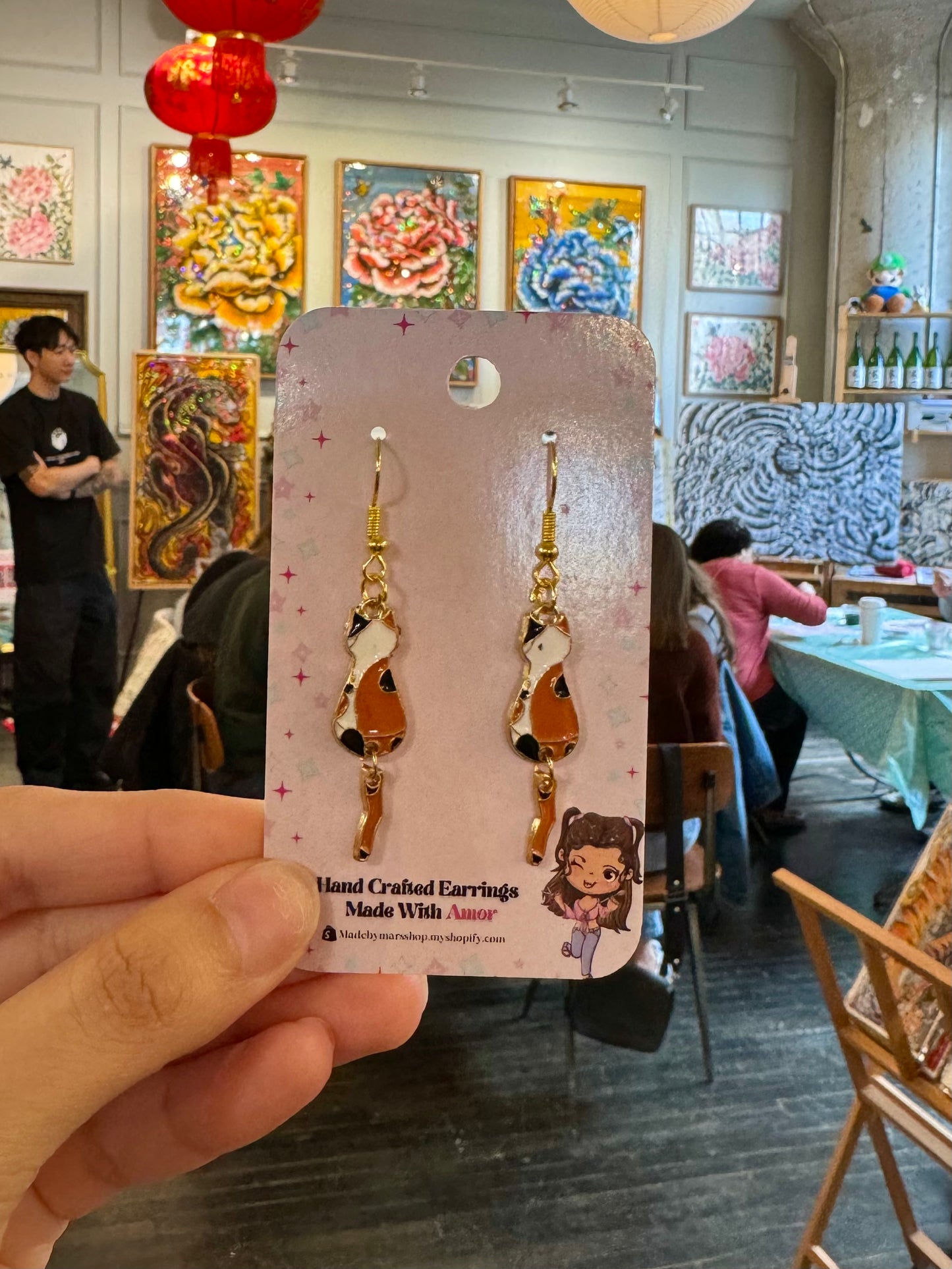 Brown Cat Earrings