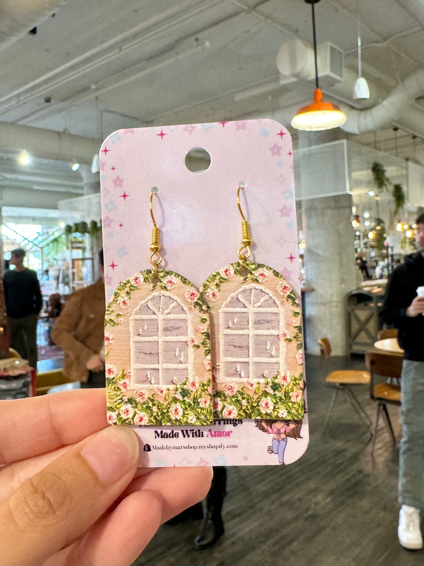 Flower Window Painting Earrings