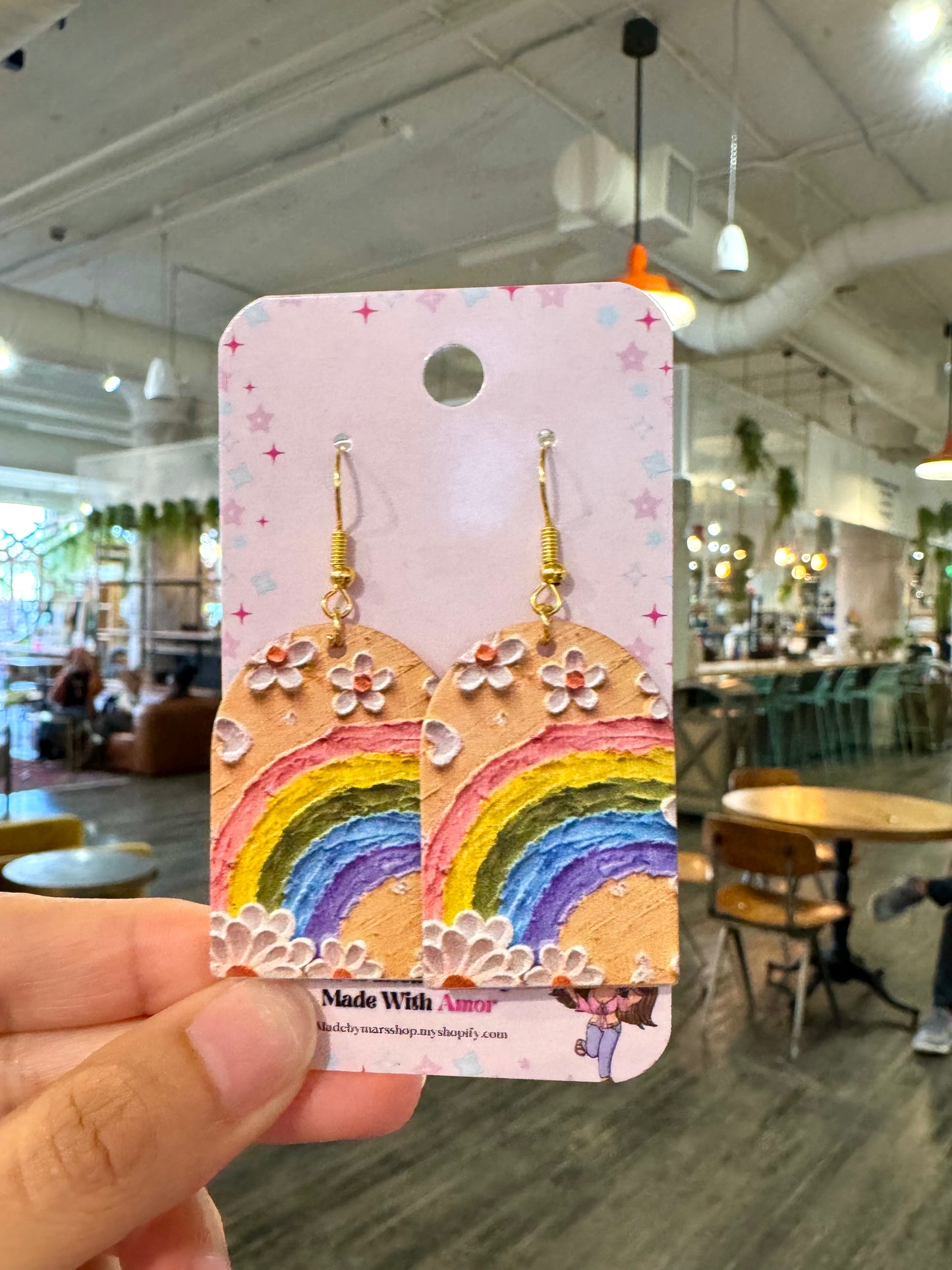 Rainbow Flower Painting Earrings