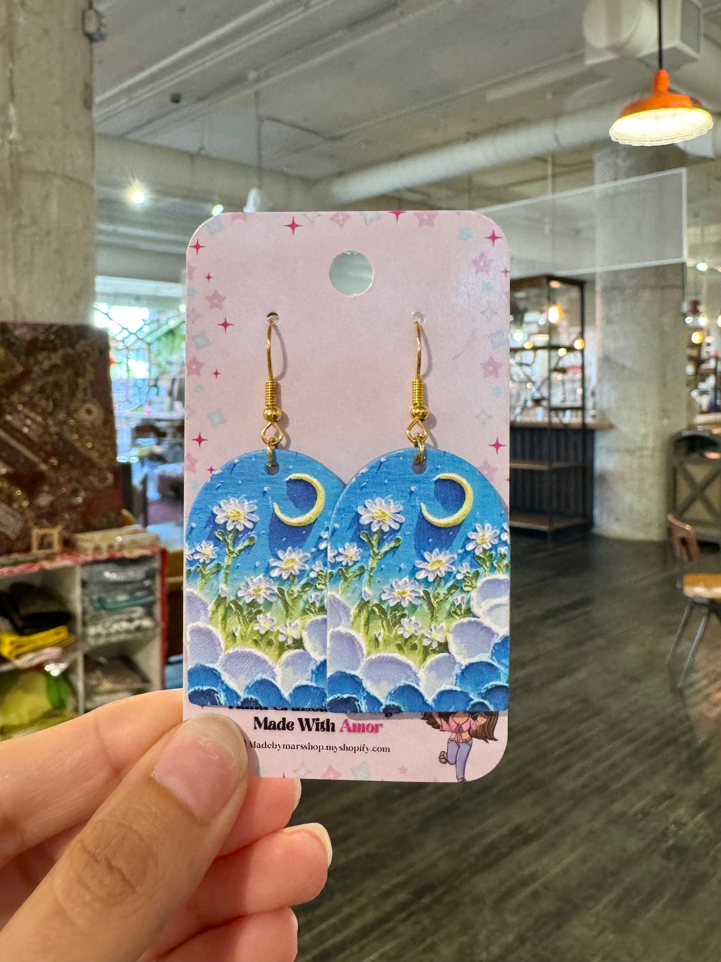 Midnight Flower Cloud Painting Earrings
