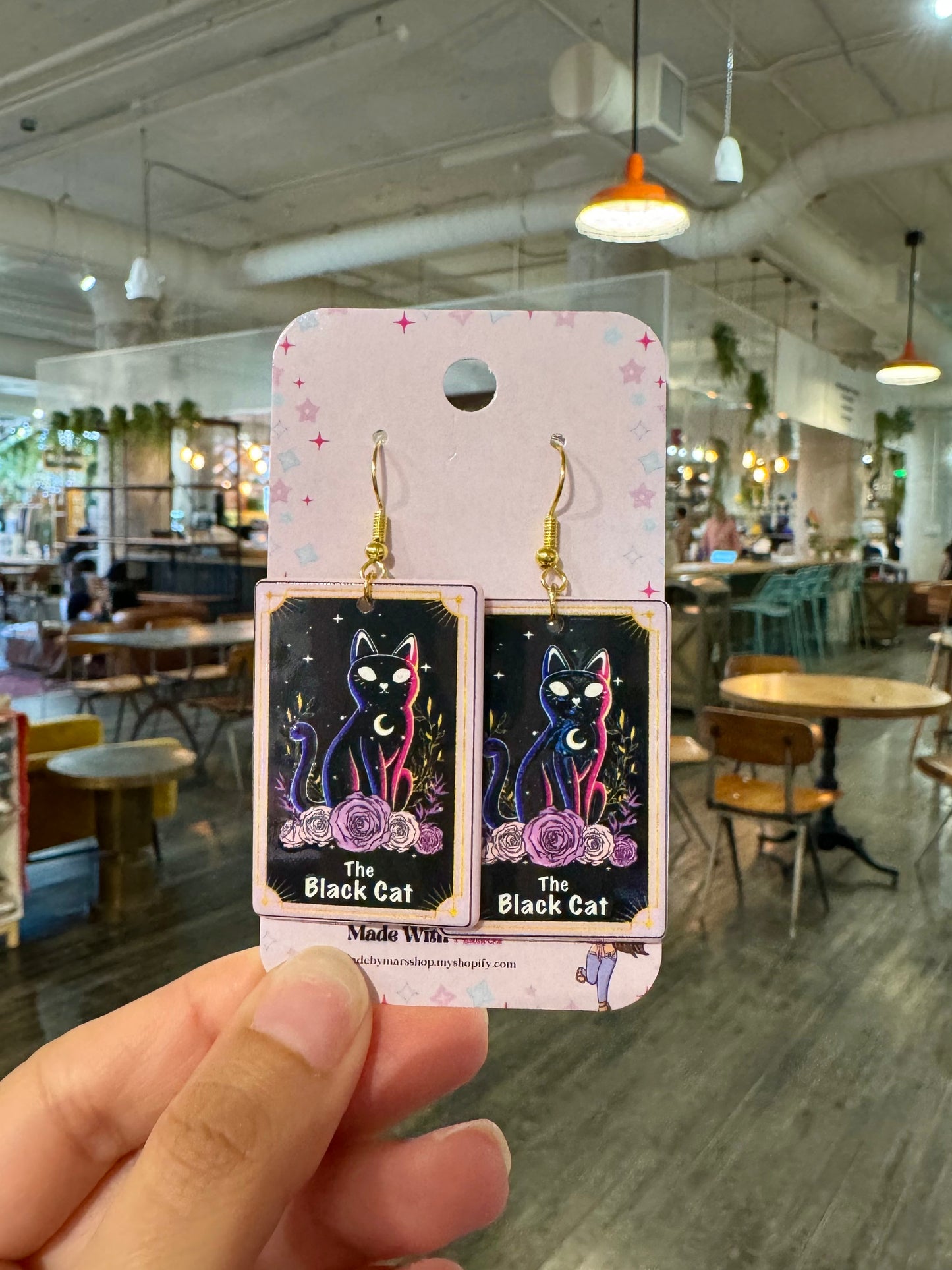 "The Black Cat" Tarot Card Earrings