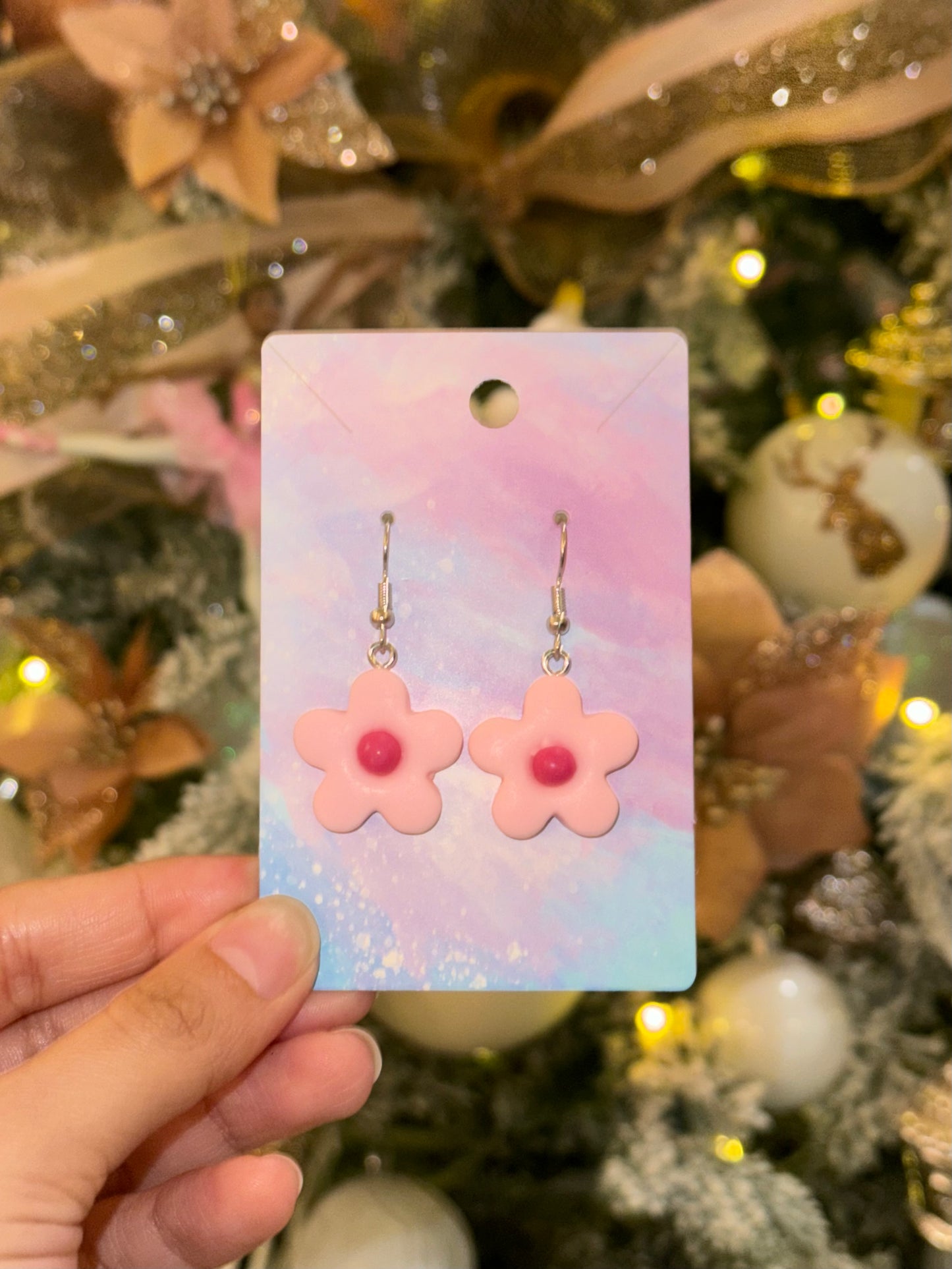 Groovy Pink Flower Earrings