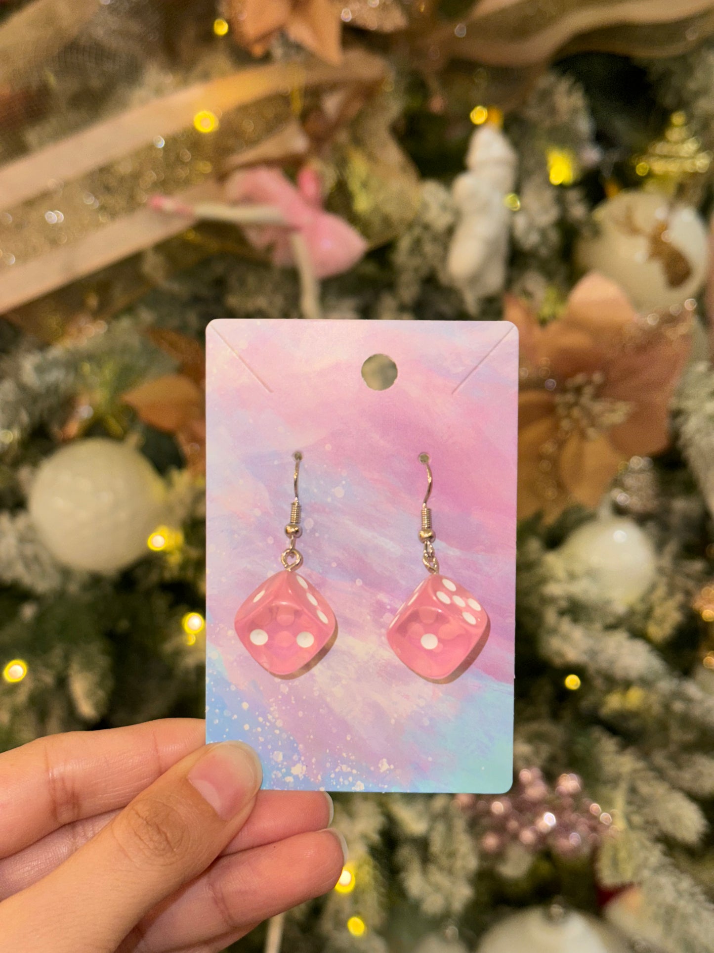 Pink Dice Earrings