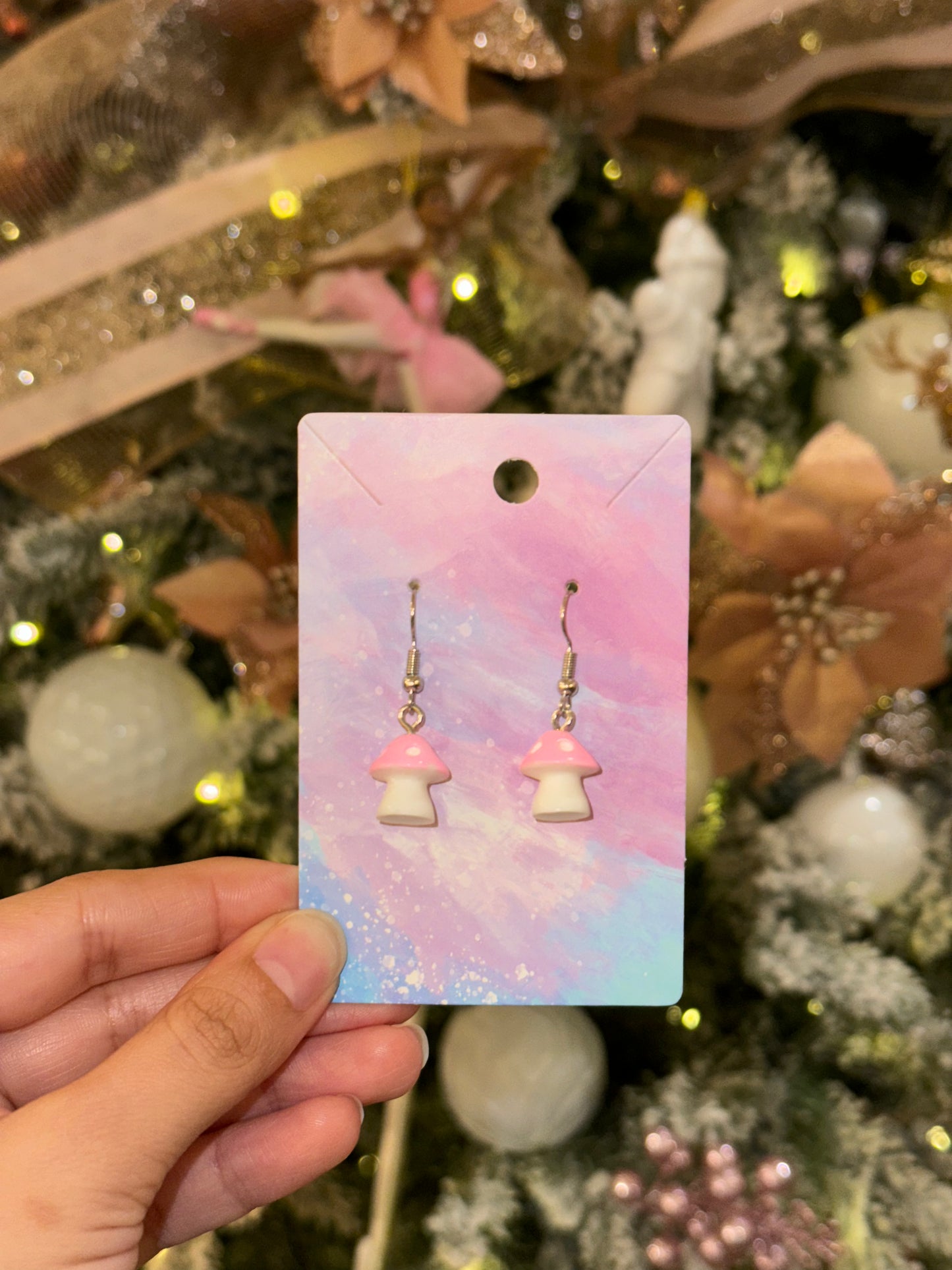 Pink Mushroom Earrings
