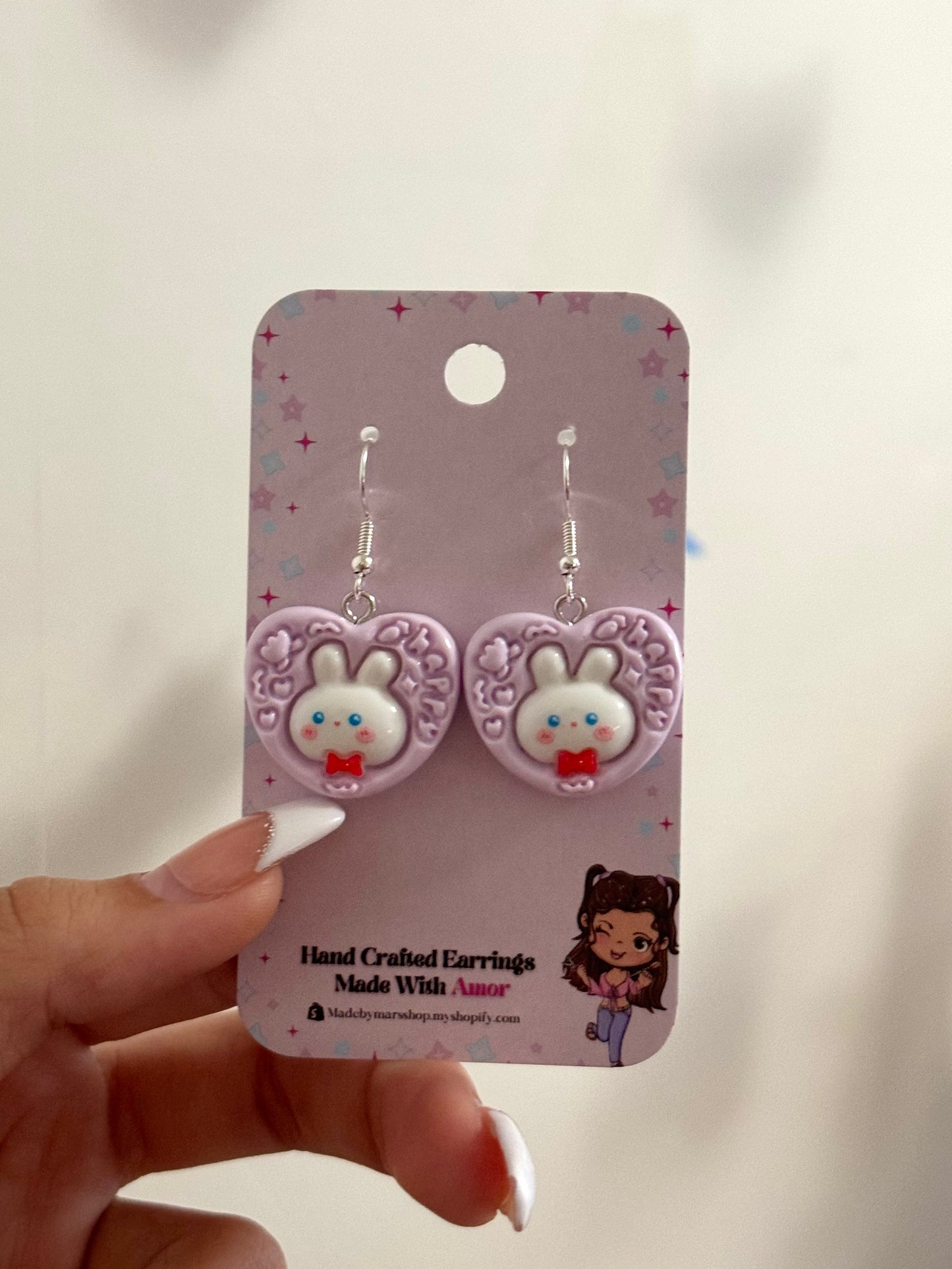 Bunny Bun Bun Heart Earring