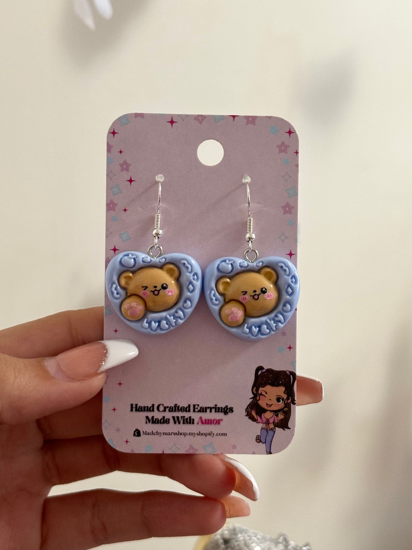 Beary Heart Earrings