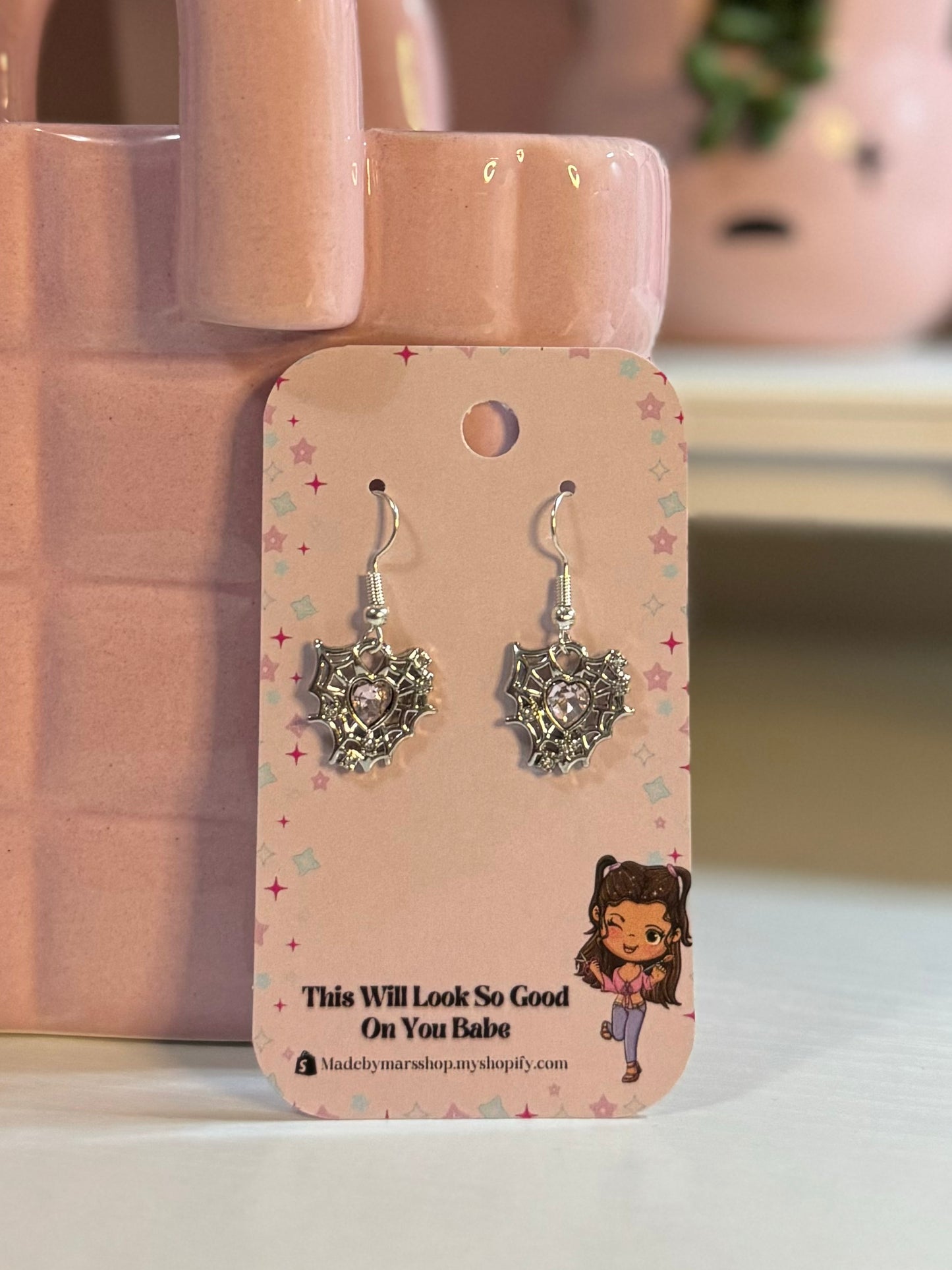 Spider Heart Earrings