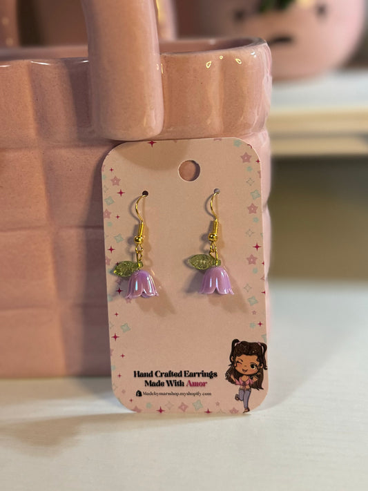 Purple Flower Earrings