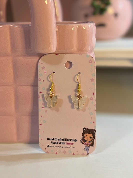 White Butterfly Earrings