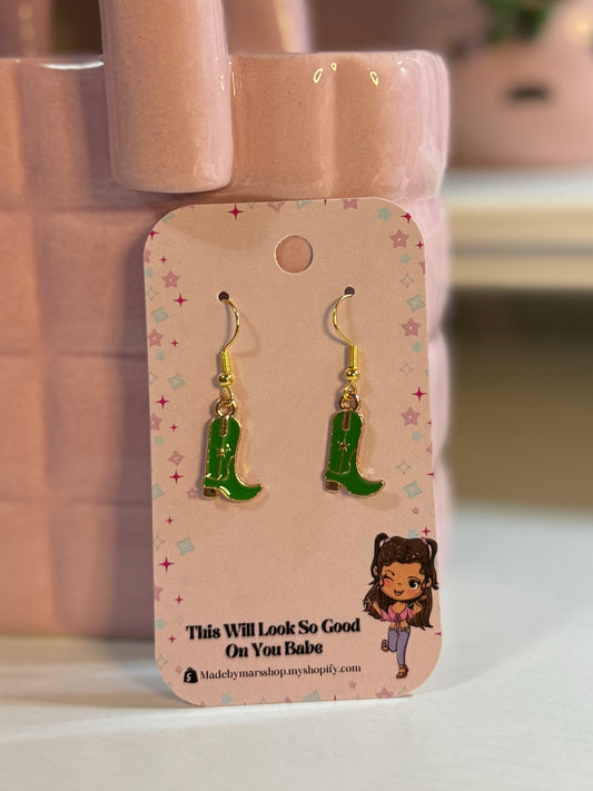 Green Cowgirl Earrings