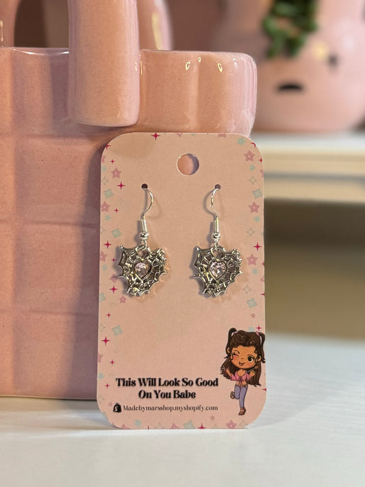 Spider Heart Earrings