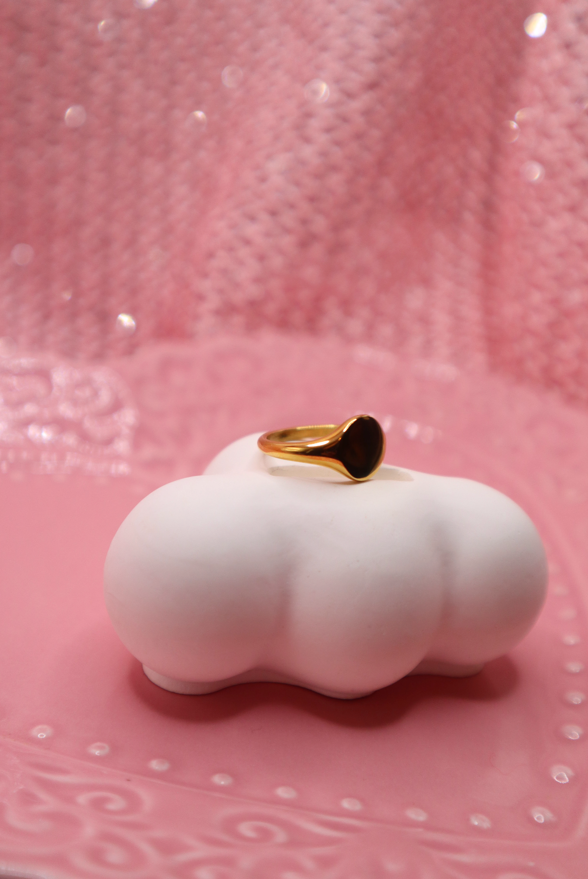 Engraved Gold Plated Round Ring